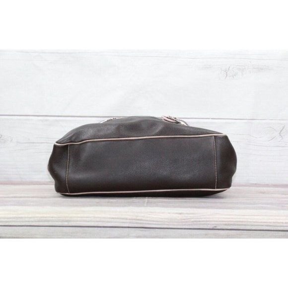 Cole Haan Brown Pebbled Leather Pink Lined Double Handle Tote Shoulder Bag - Picture 8 of 9